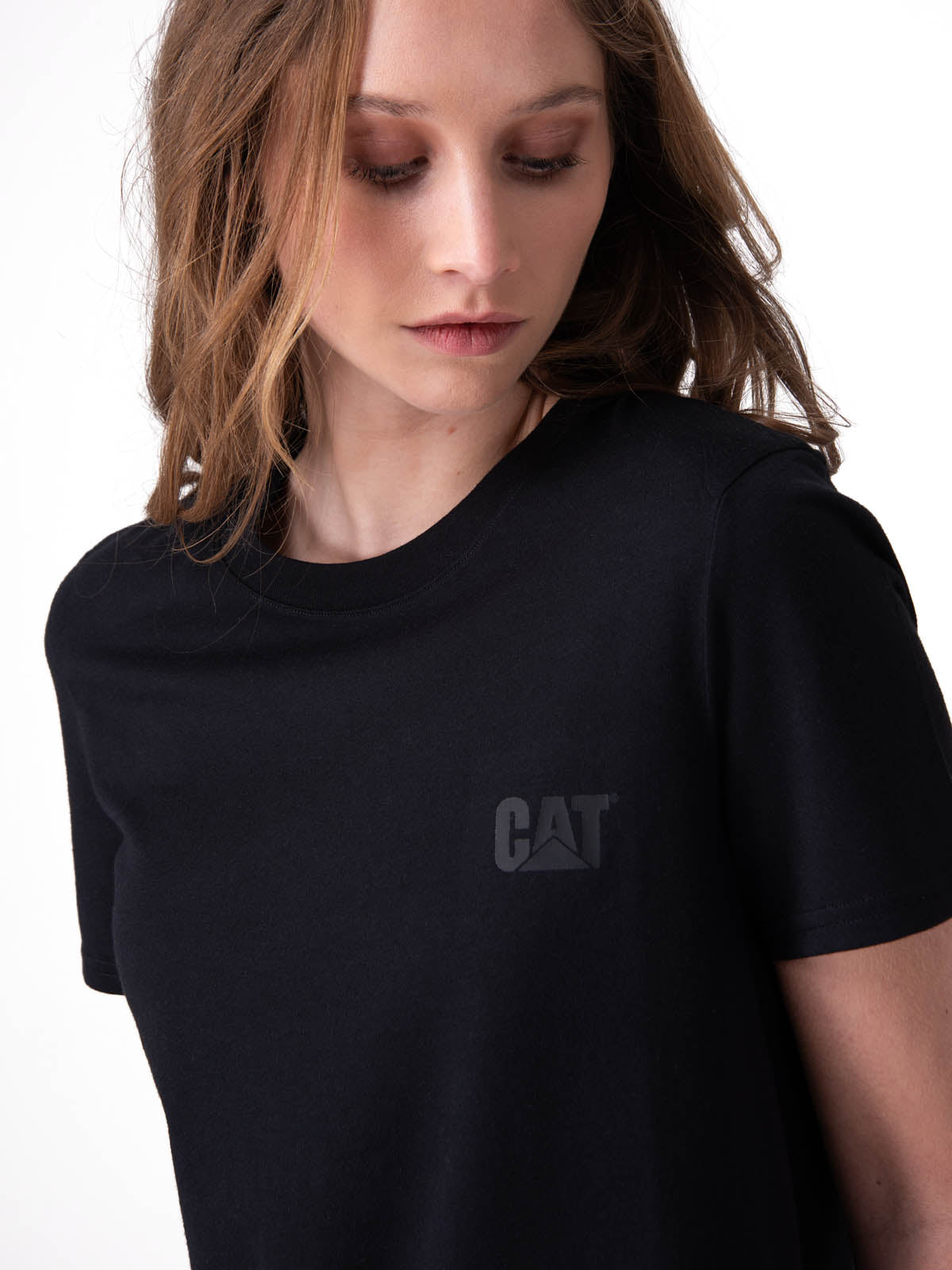 Polera Manga Corta Mujer Cat Logo Tee Negro