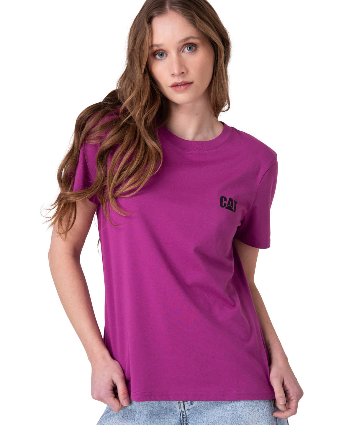 Polera Manga Corta Mujer Cat Logo Tee Morado