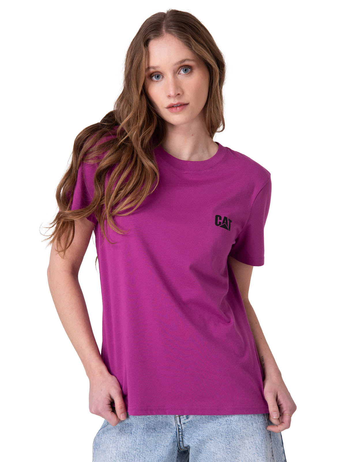 Polera Manga Corta Mujer Cat Logo Tee Morado
