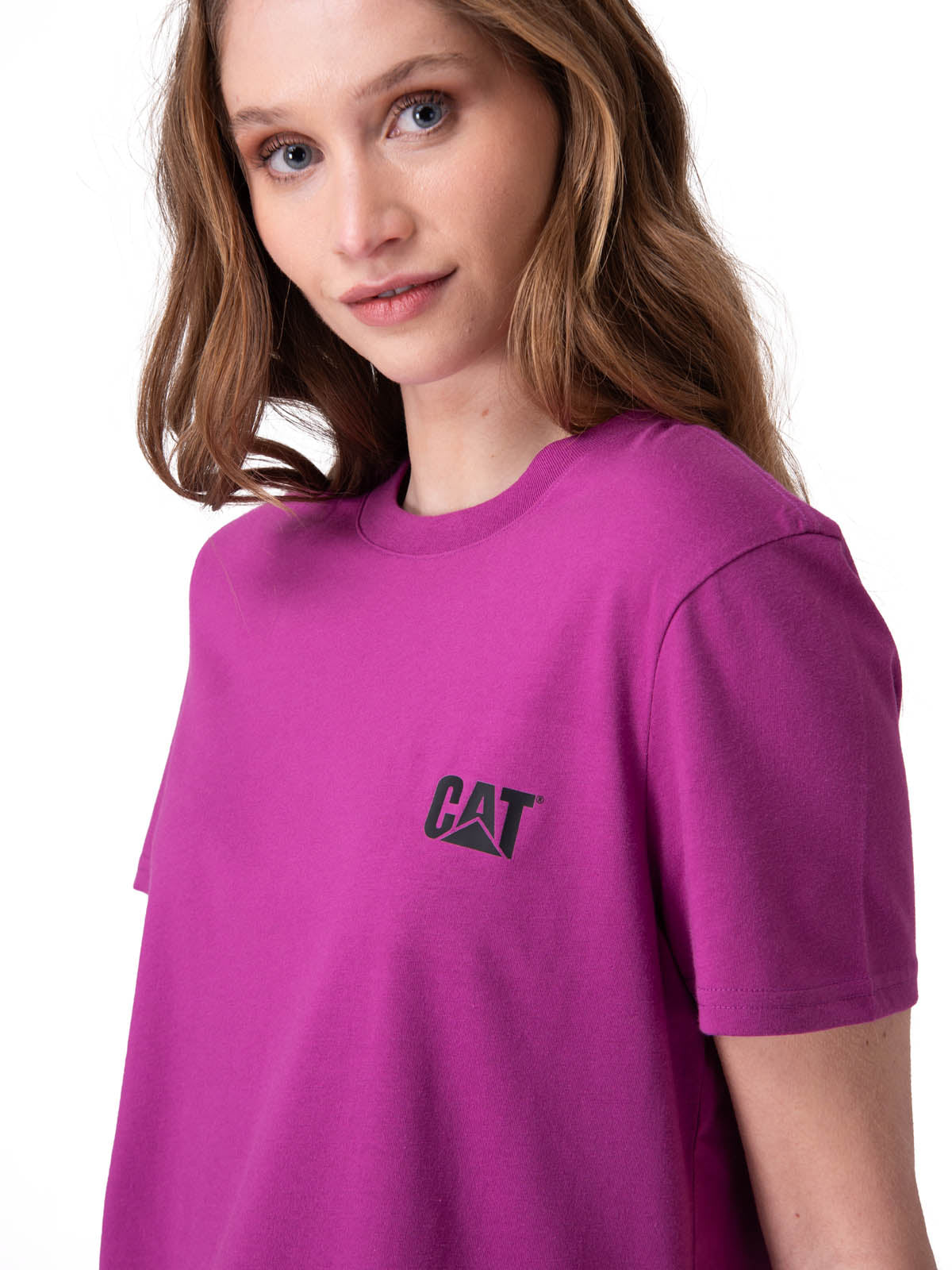 Polera Manga Corta Mujer Cat Logo Tee Morado