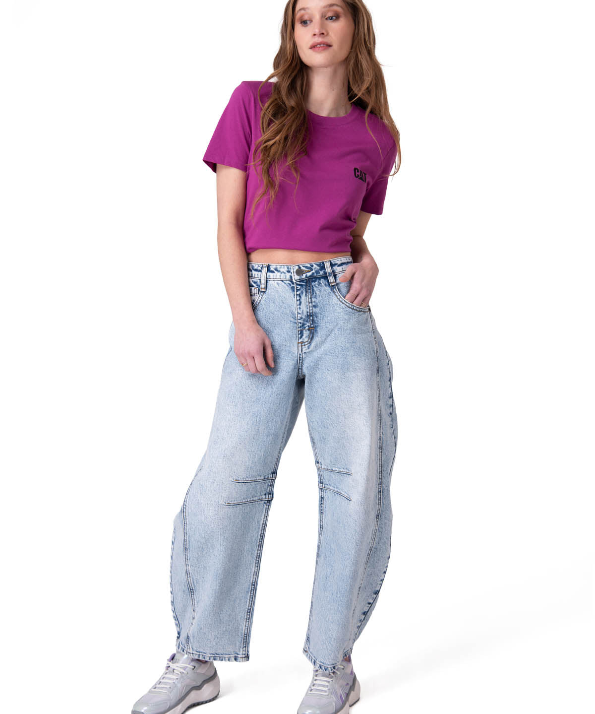 Polera Manga Corta Mujer Cat Logo Tee Morado