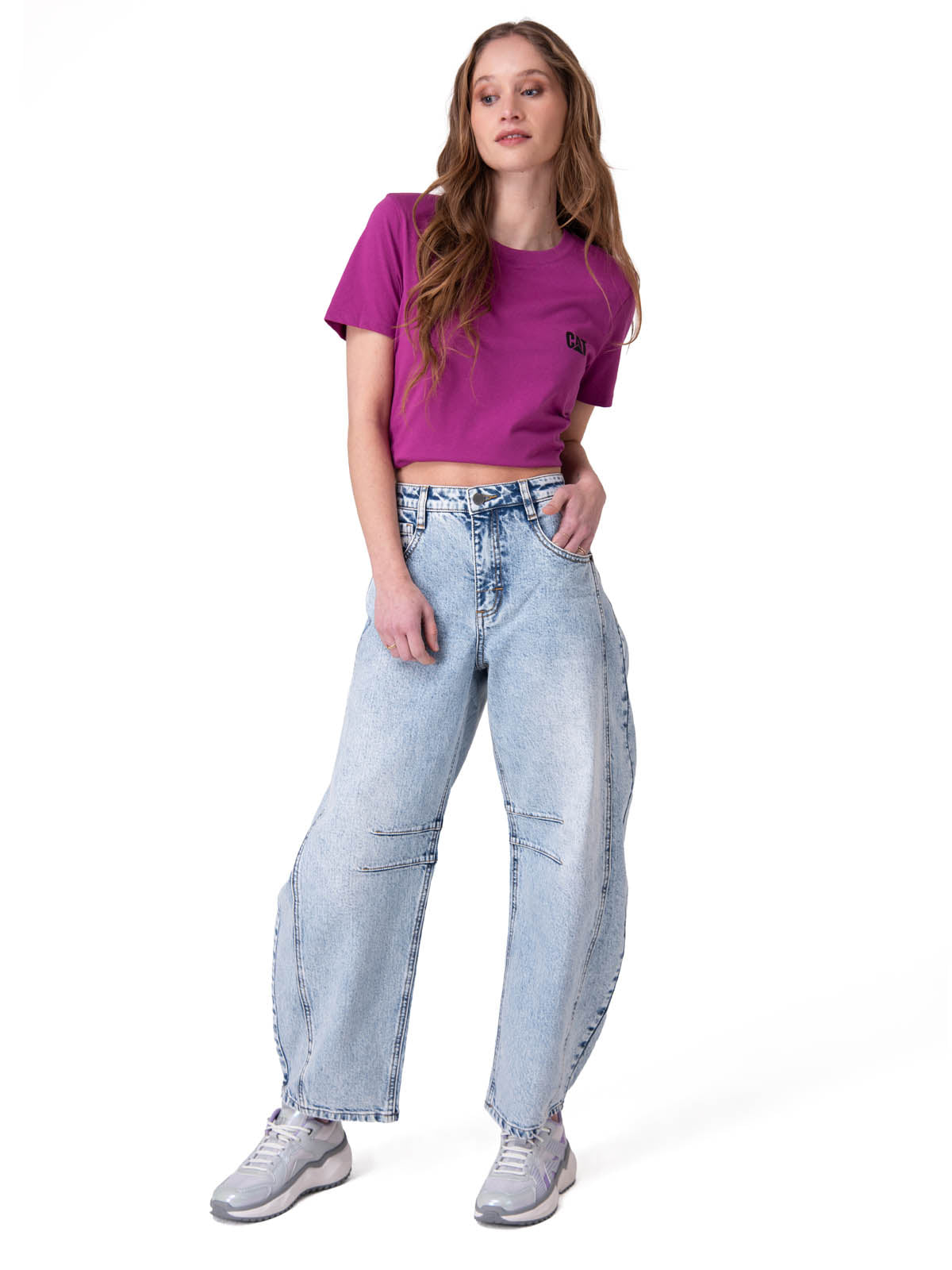 Polera Manga Corta Mujer Cat Logo Tee Morado