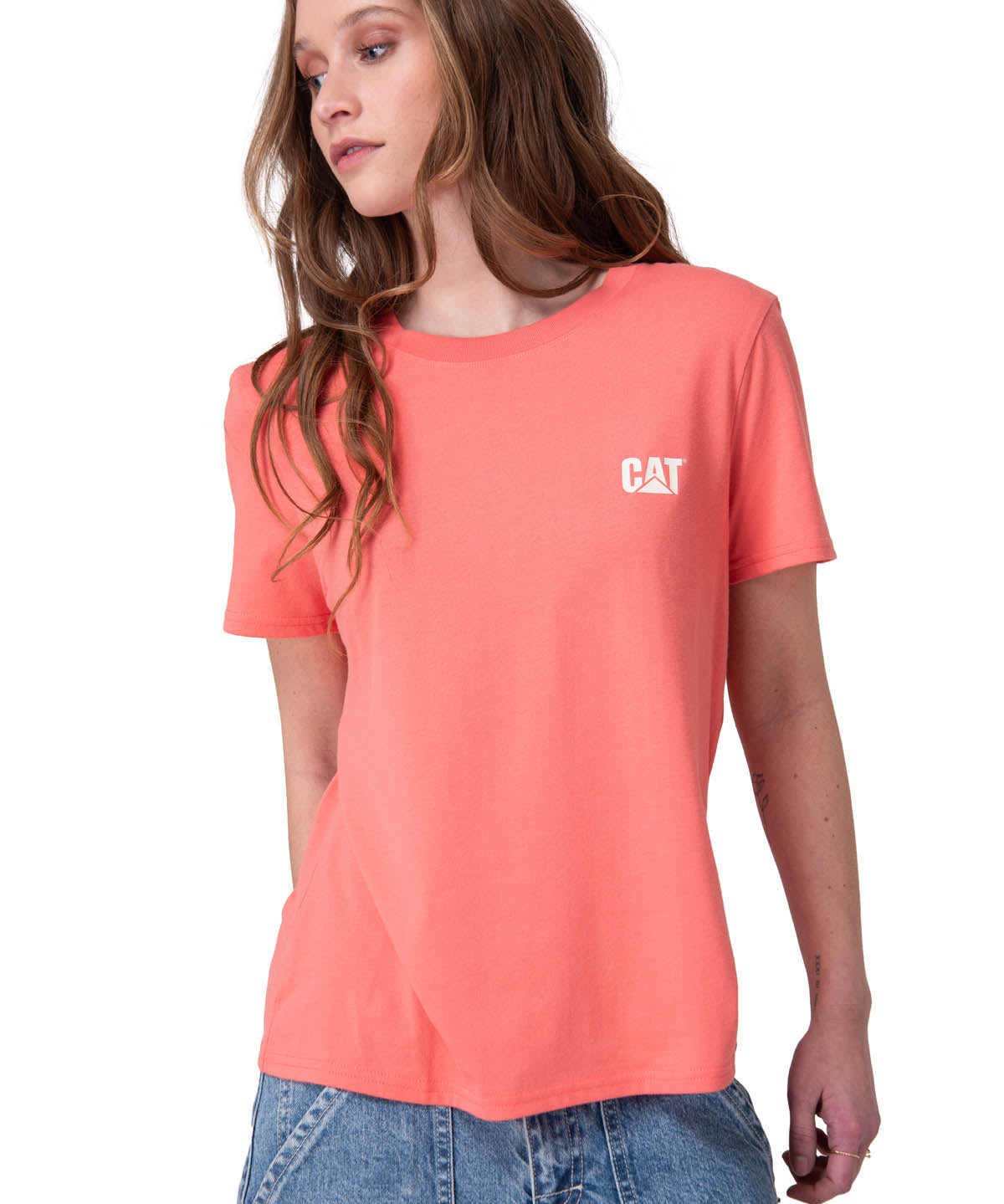 Polera Manga Corta Mujer Cat Logo Tee Rosado