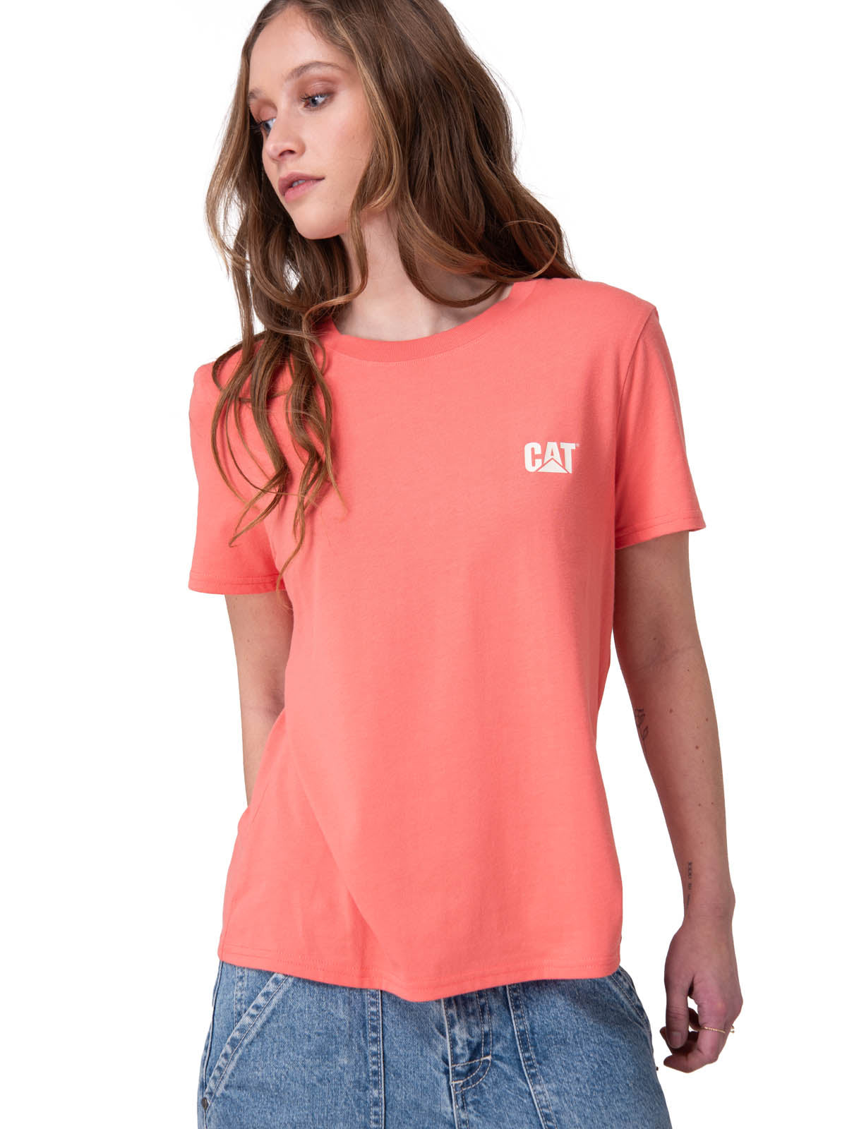 Polera Manga Corta Mujer Cat Logo Tee Rosado