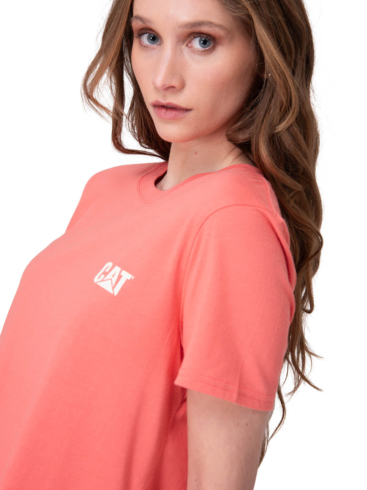 Polera Manga Corta Mujer Cat Logo Tee Rosado