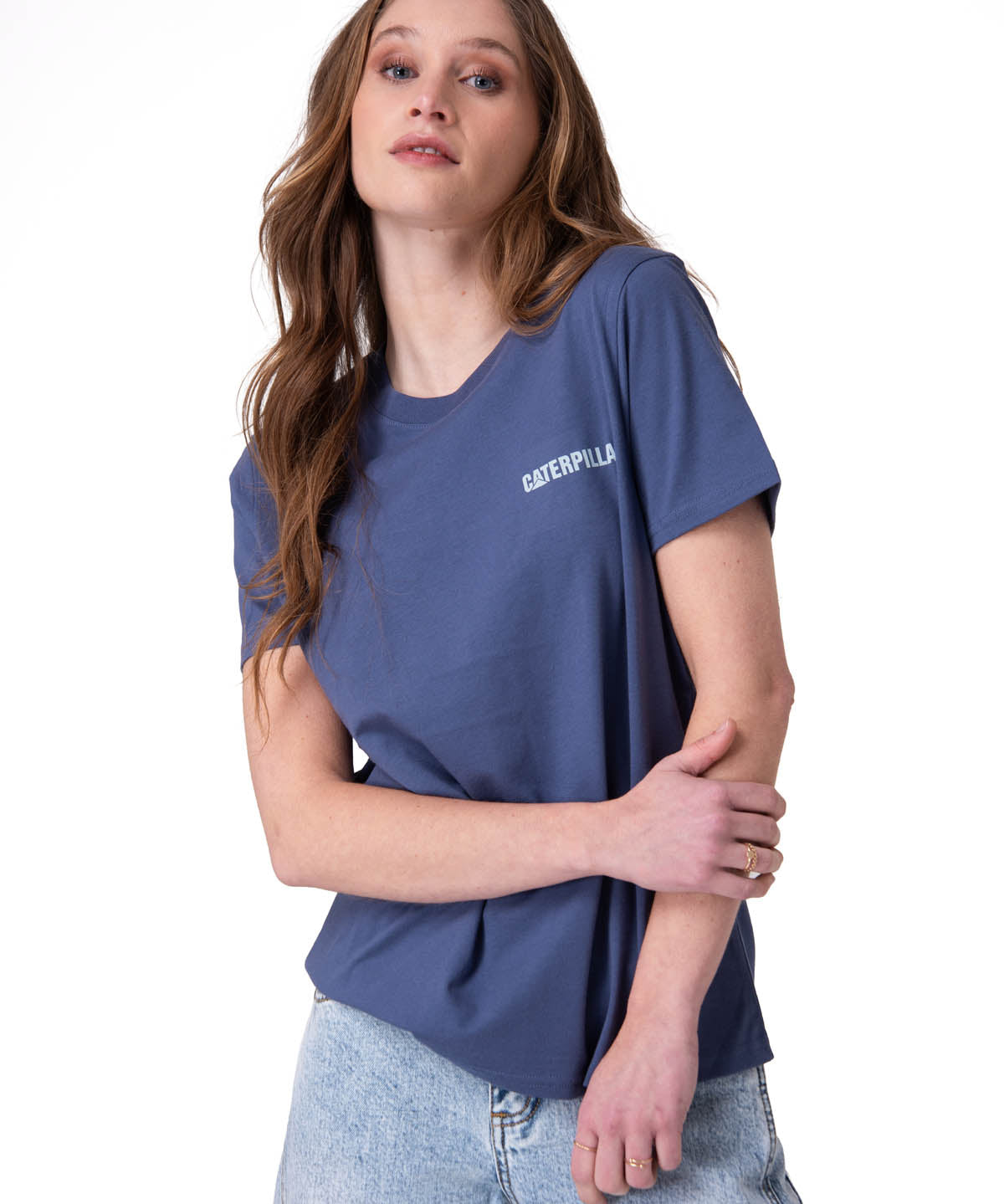 Polera Manga Corta Mujer Caterpillar Logo Tee Azul