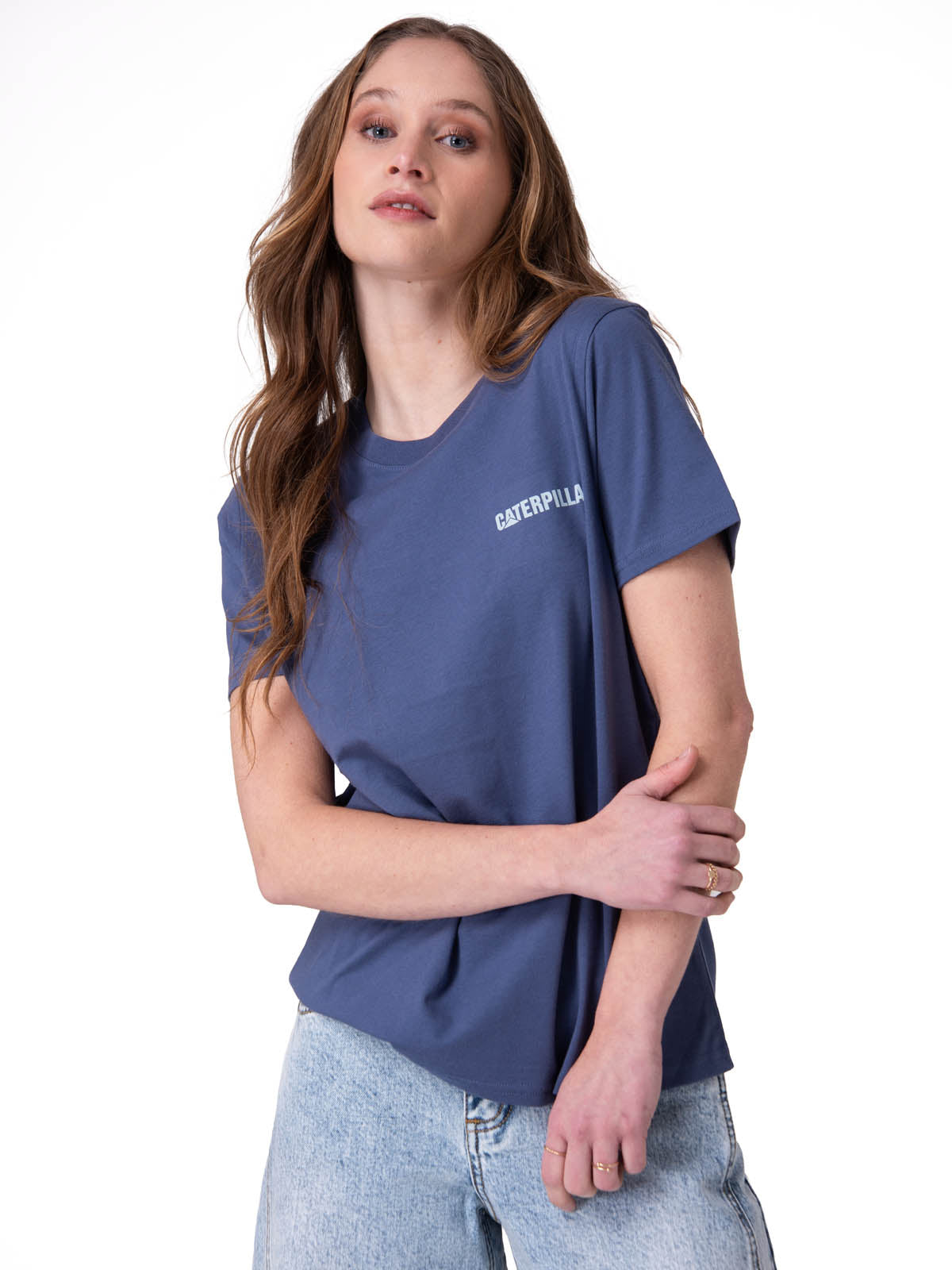 Polera Manga Corta Mujer Caterpillar Logo Tee Azul