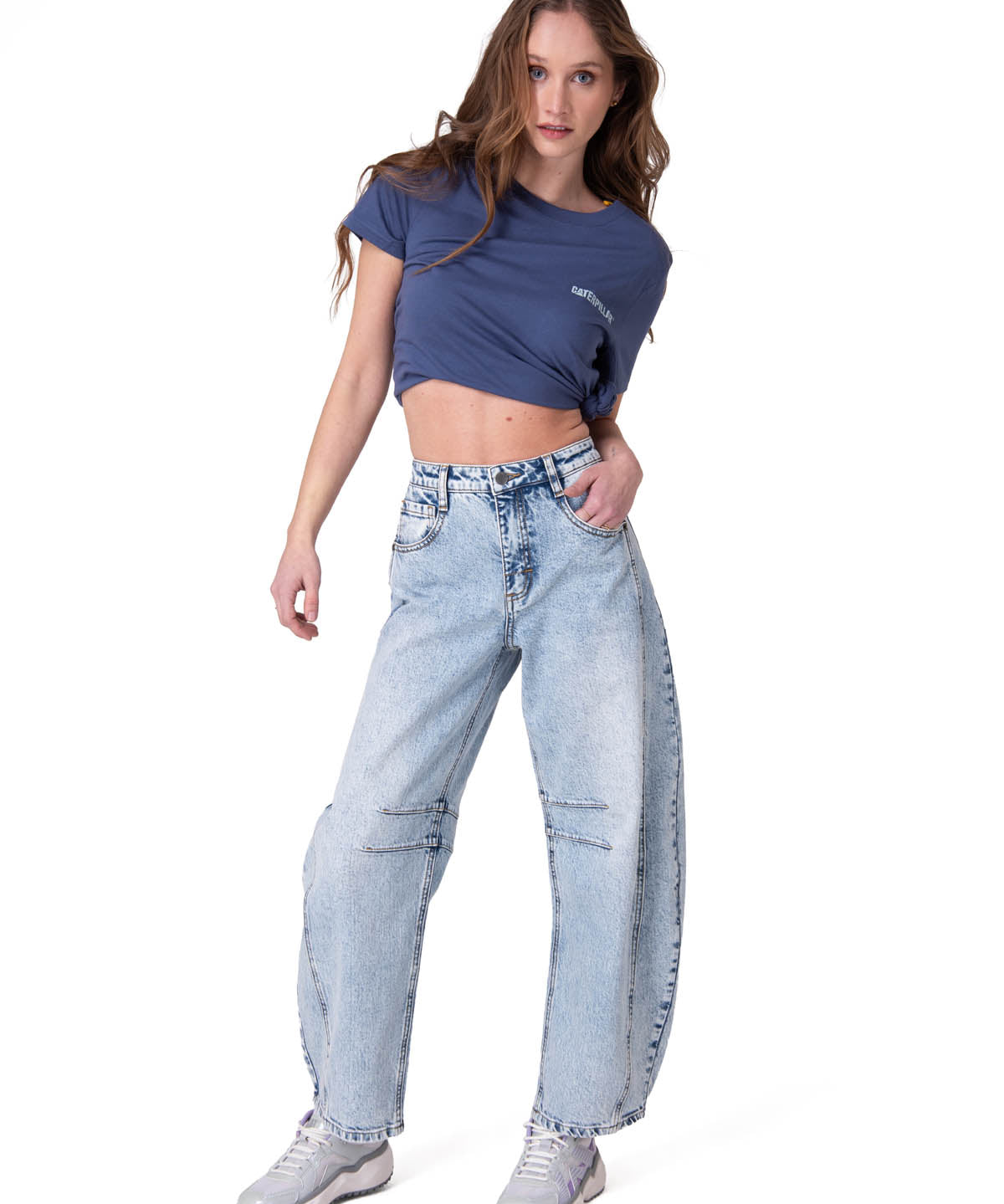 Polera Manga Corta Mujer Caterpillar Logo Tee Azul