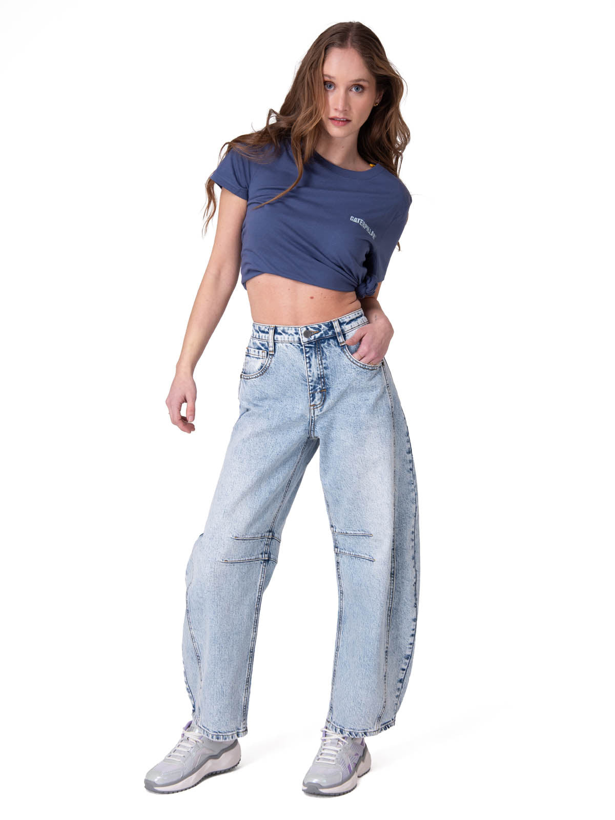 Polera Manga Corta Mujer Caterpillar Logo Tee Azul