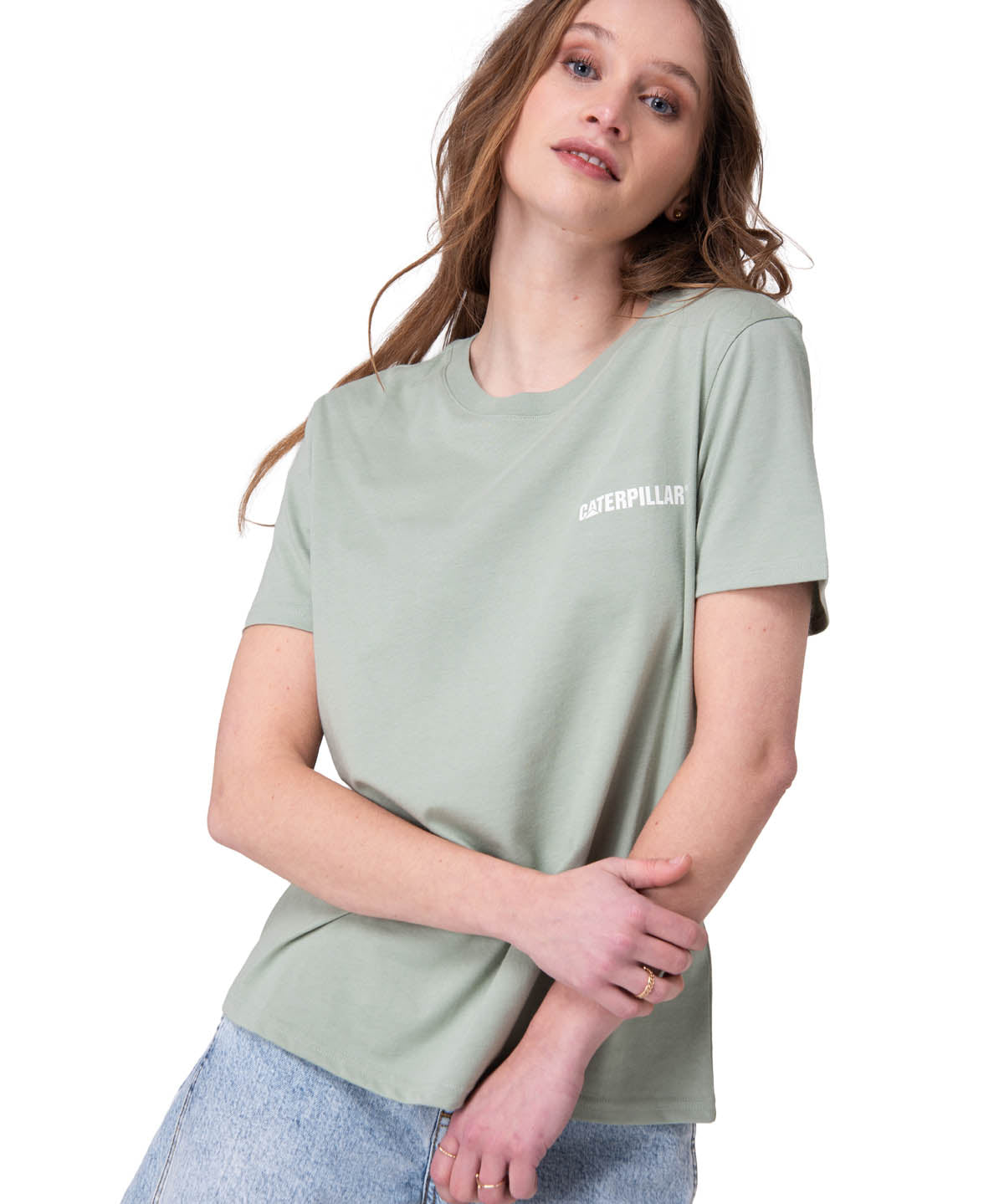 Polera Manga Corta Mujer Caterpillar Logo Tee Verde