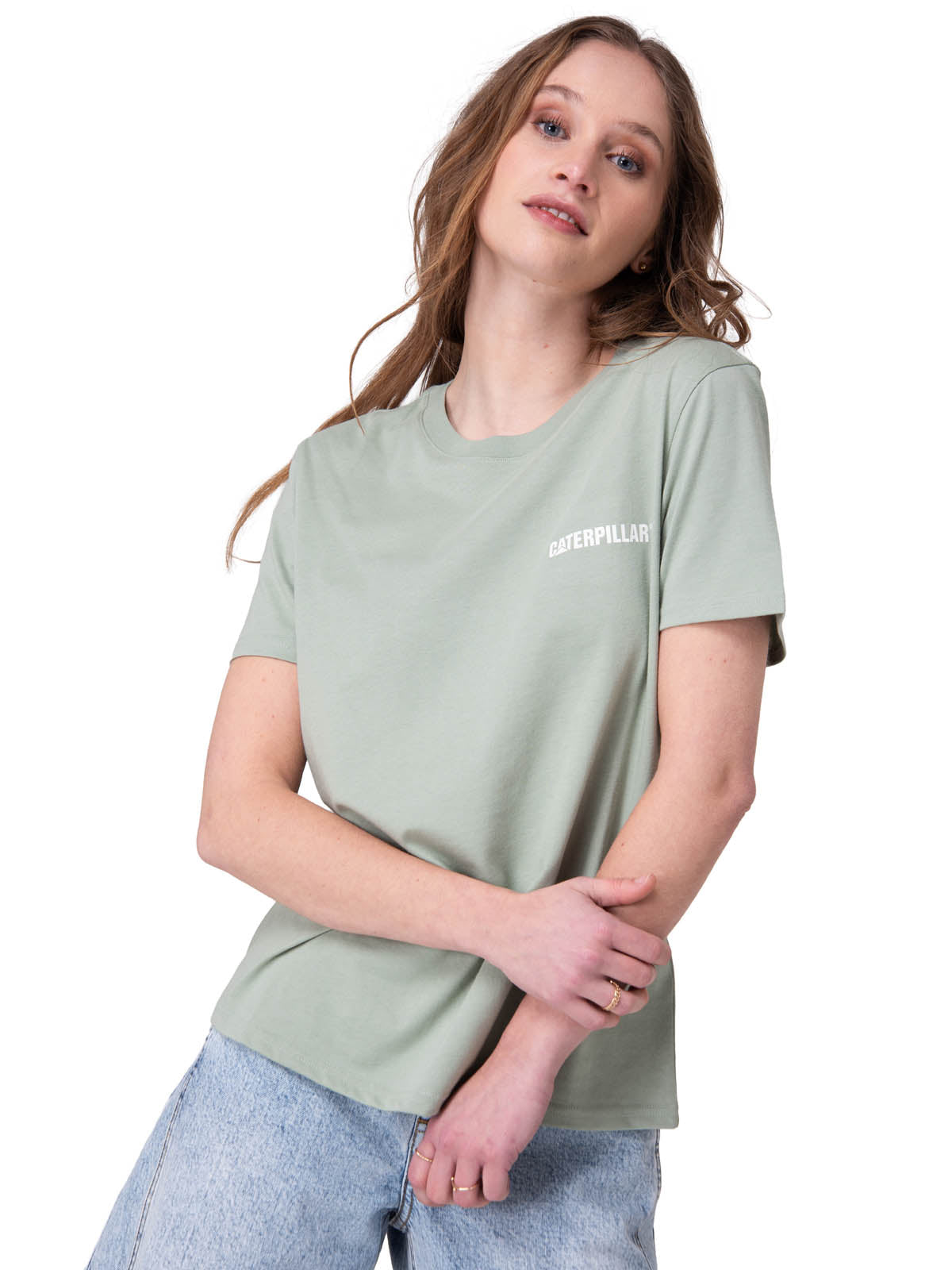 Polera Manga Corta Mujer Caterpillar Logo Tee Verde