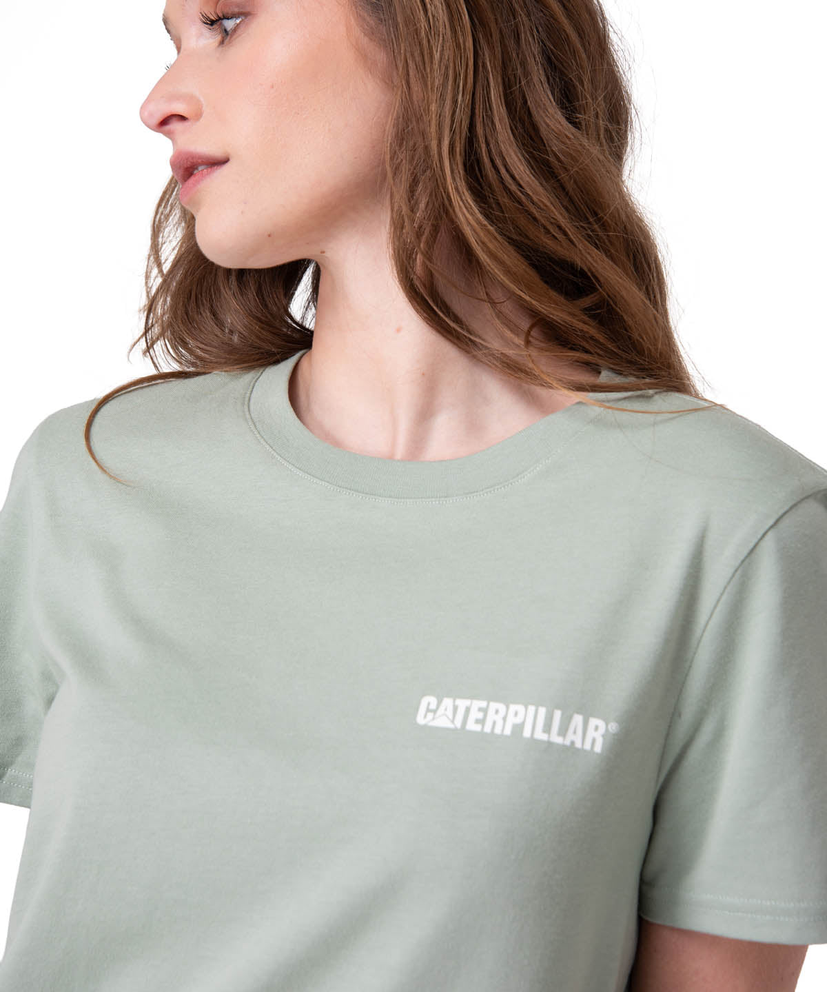 Polera Manga Corta Mujer Caterpillar Logo Tee Verde