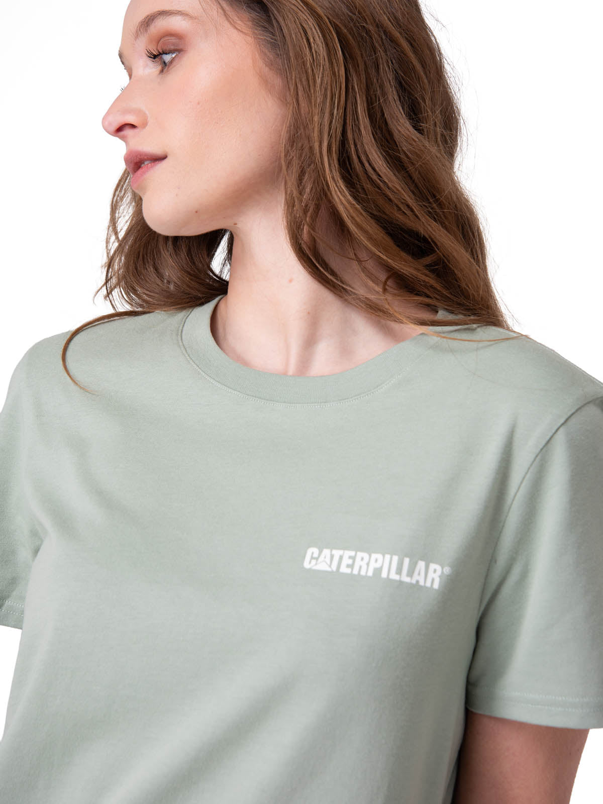 Polera Manga Corta Mujer Caterpillar Logo Tee Verde