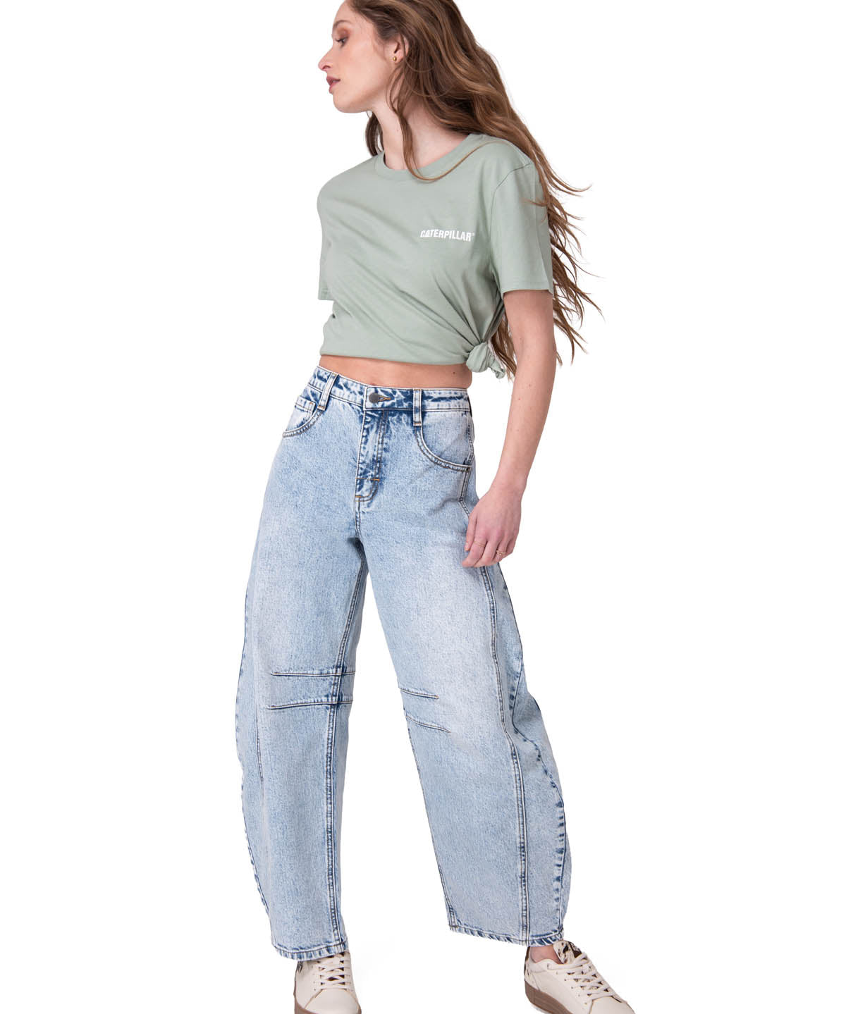 Polera Manga Corta Mujer Caterpillar Logo Tee Verde
