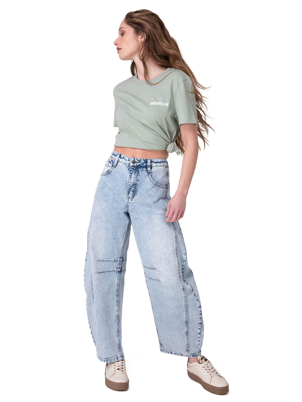 Polera Manga Corta Mujer Caterpillar Logo Tee Verde