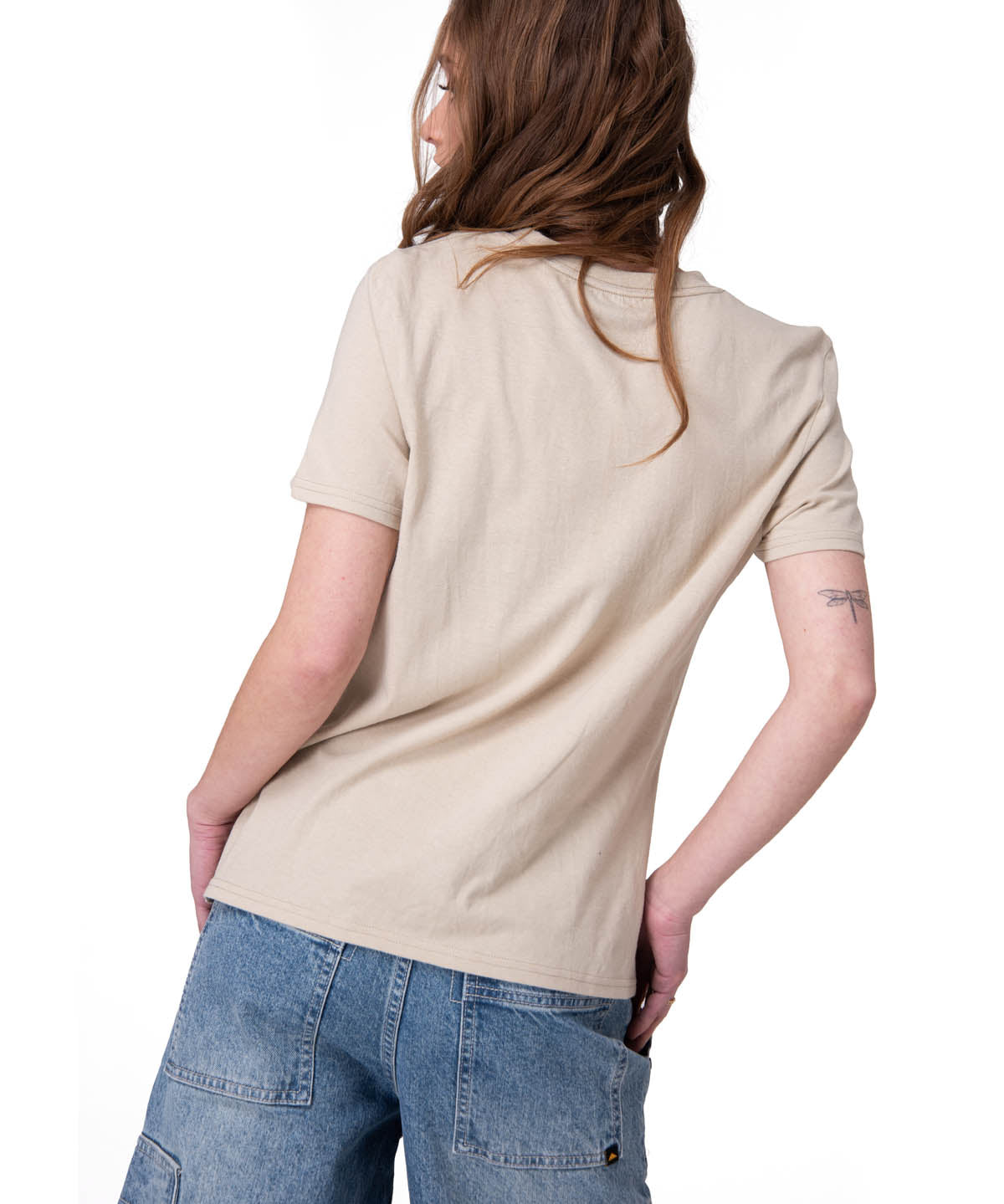 Polera Manga Corta Mujer Caterpillar Logo Tee Beige/Crudo