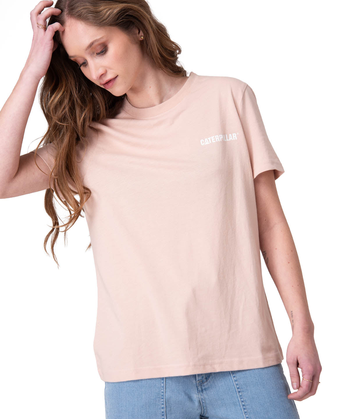 Polera Manga Corta Mujer Caterpillar Logo Tee Rosado