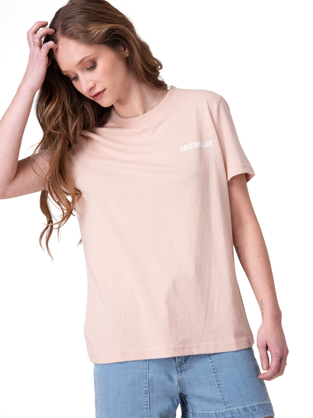 Polera Manga Corta Mujer Caterpillar Logo Tee Rosado