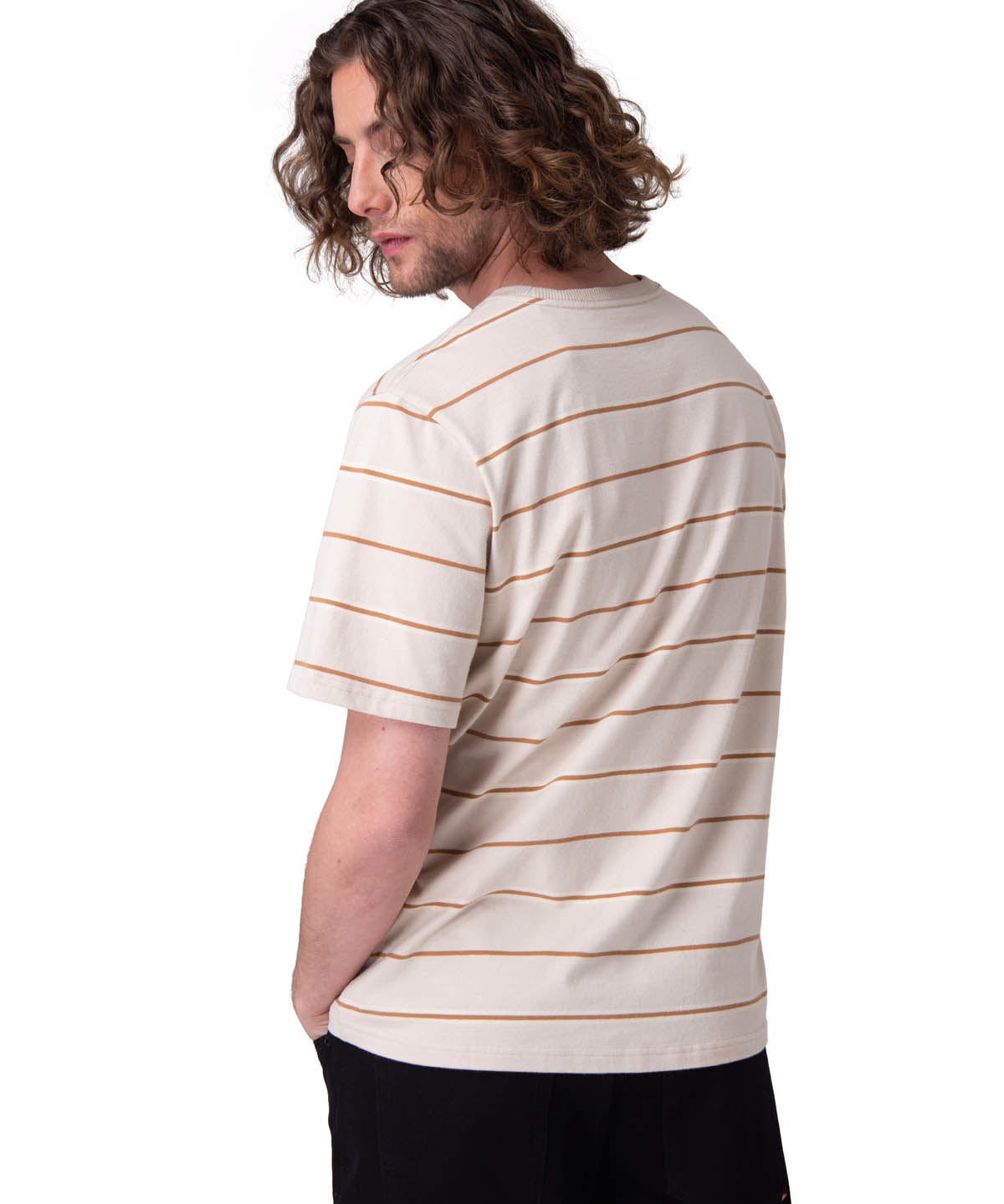 Polera Manga Corta Hombre Stripe Label Tee Beige/Crudo