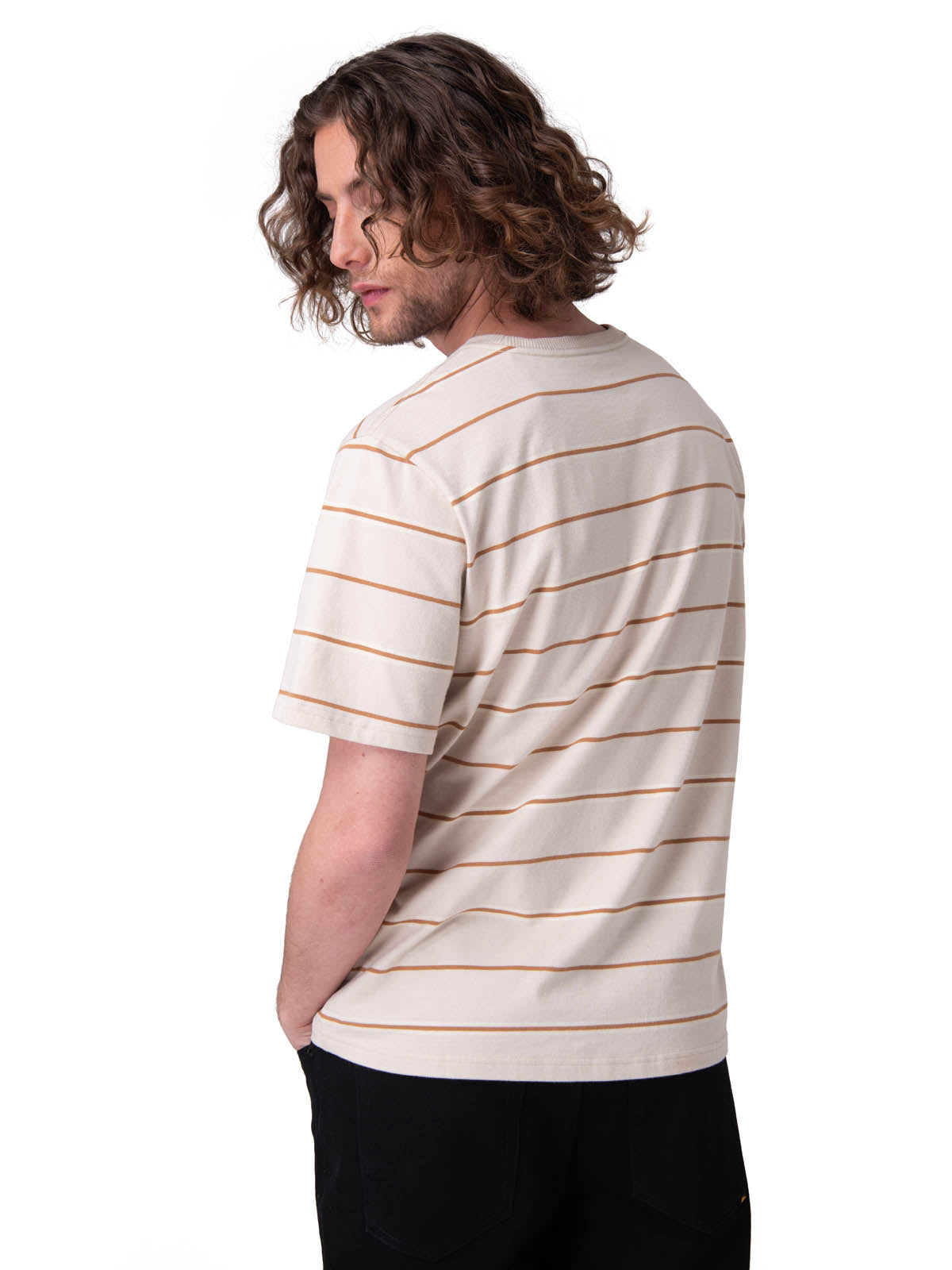 Polera Manga Corta Hombre Stripe Label Tee Beige/Crudo