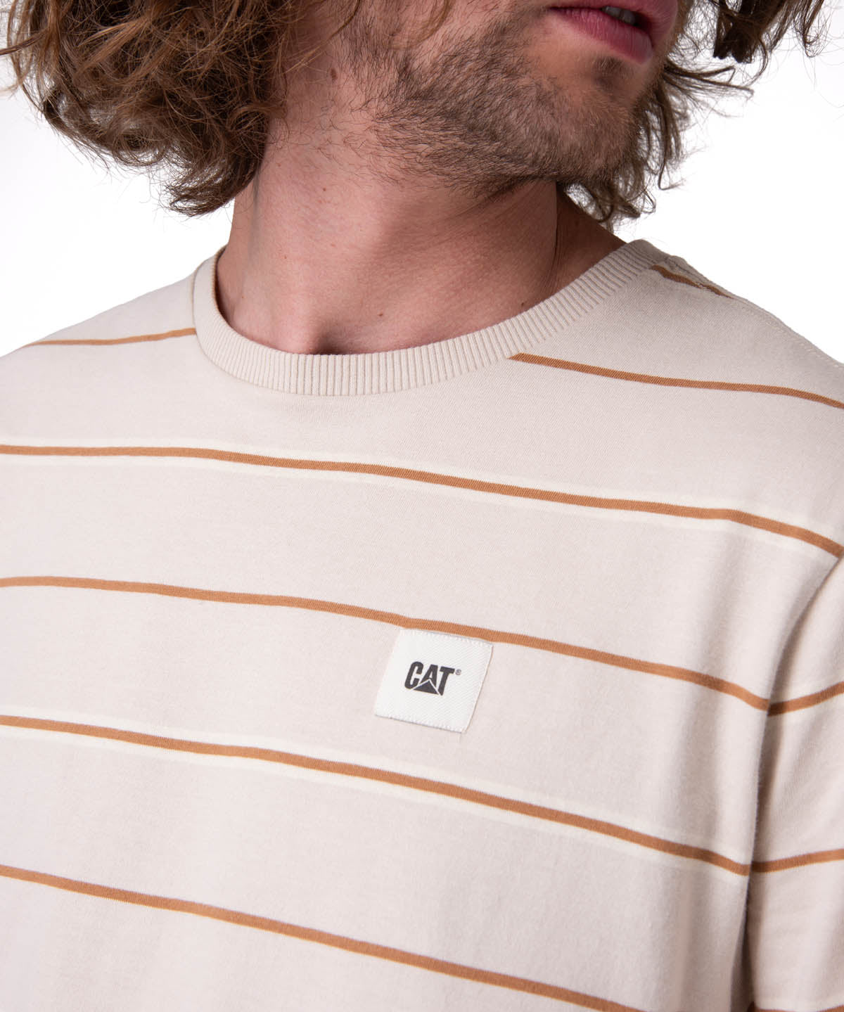 Polera Manga Corta Hombre Stripe Label Tee Beige/Crudo