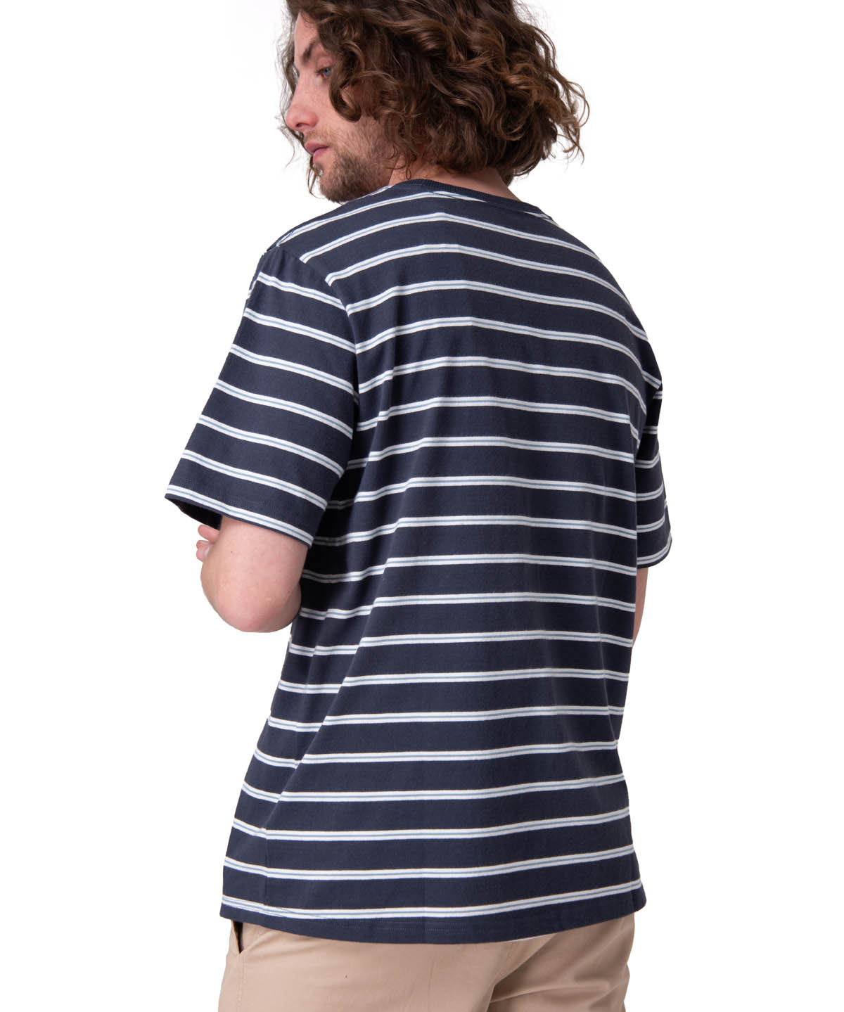 Polera Manga Corta Hombre Stripe Label Tee Azul