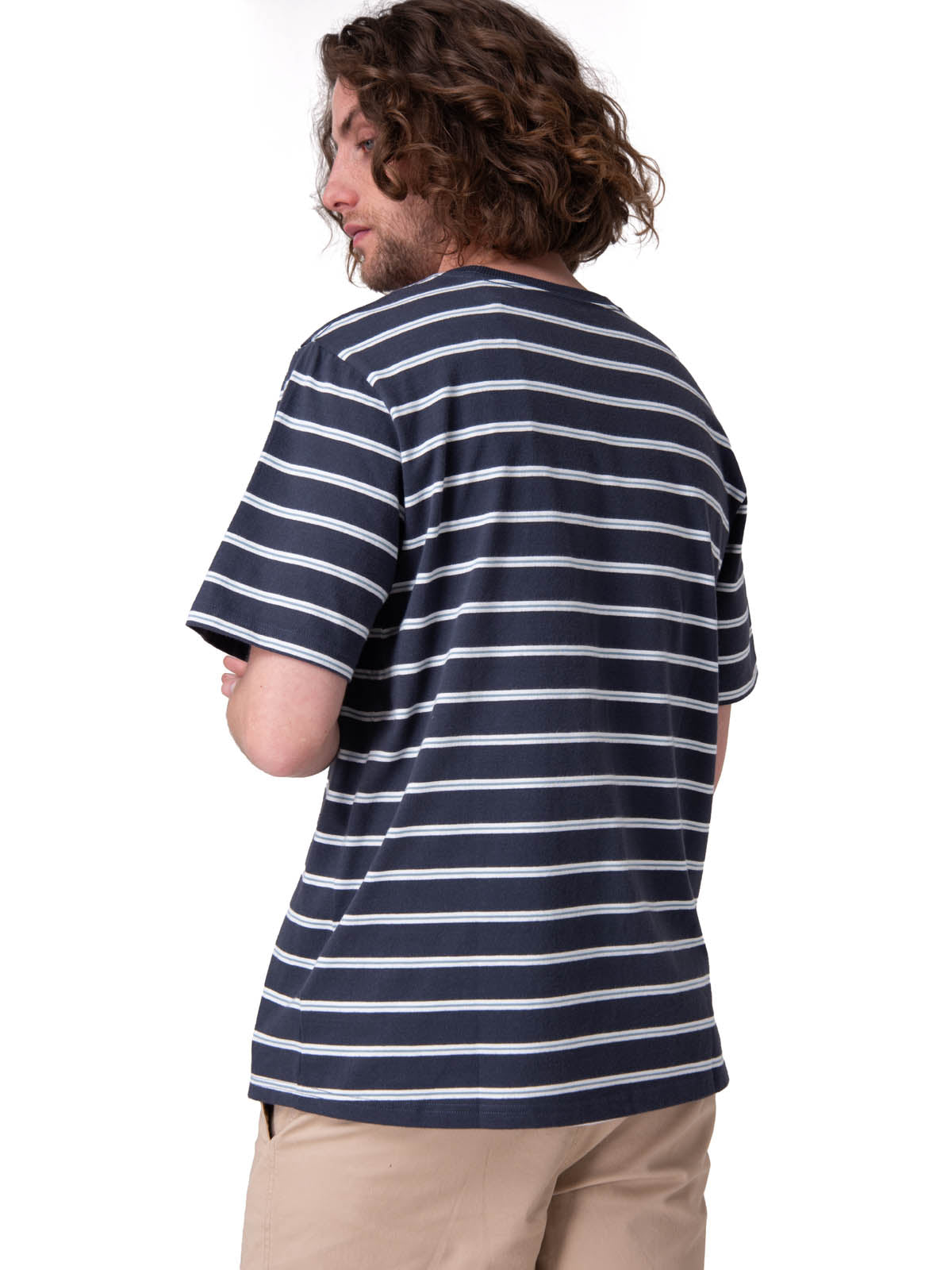 Polera Manga Corta Hombre Stripe Label Tee Azul