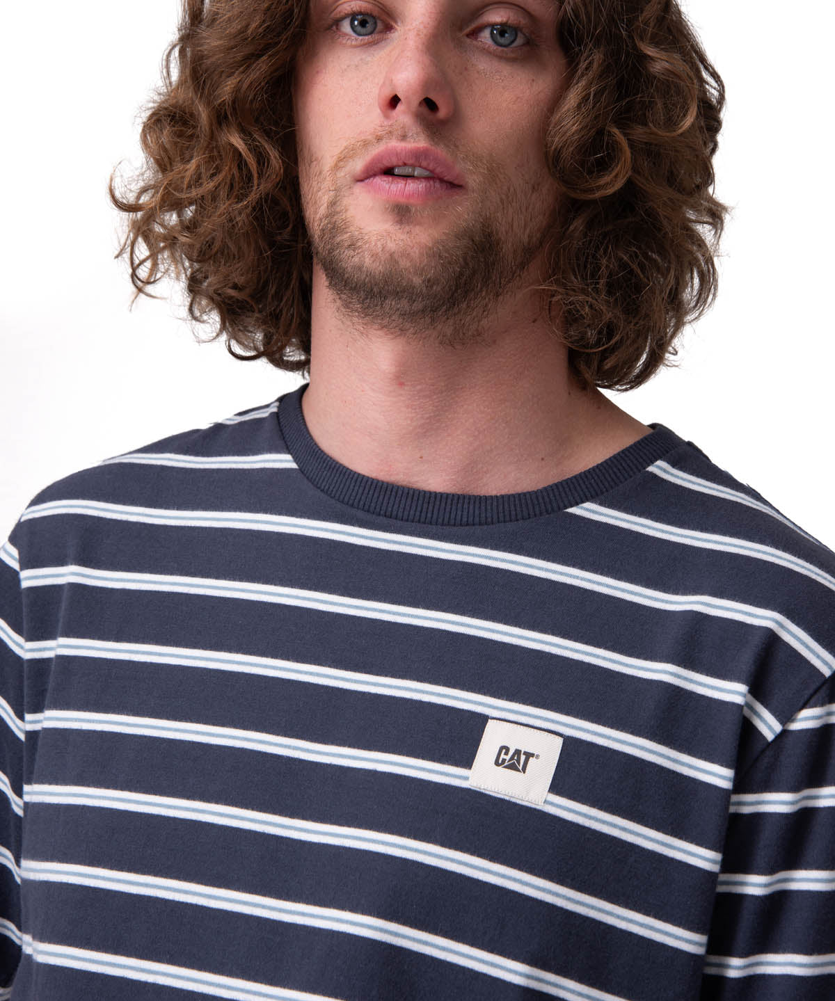 Polera Manga Corta Hombre Stripe Label Tee Azul
