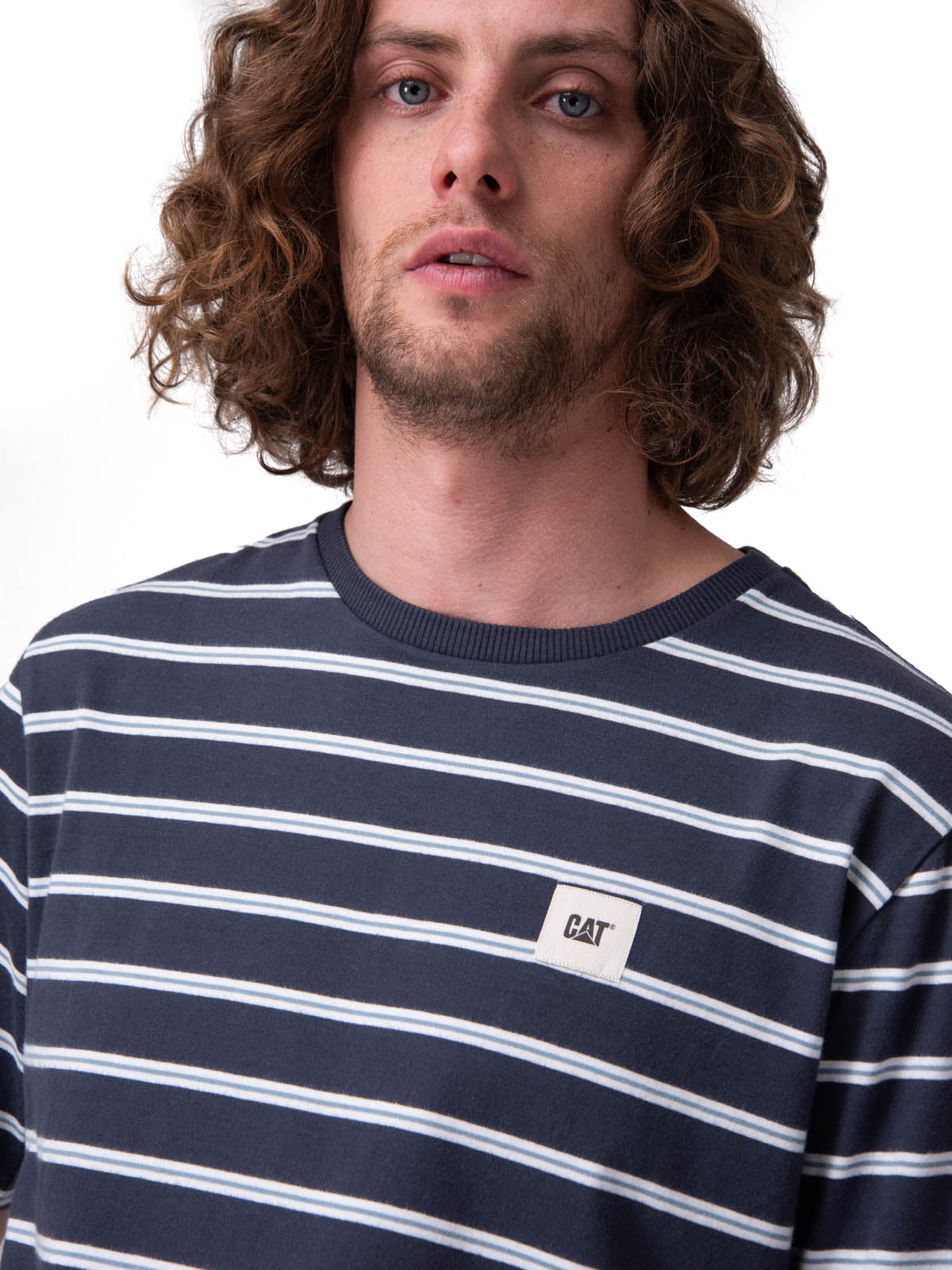Polera Manga Corta Hombre Stripe Label Tee Azul