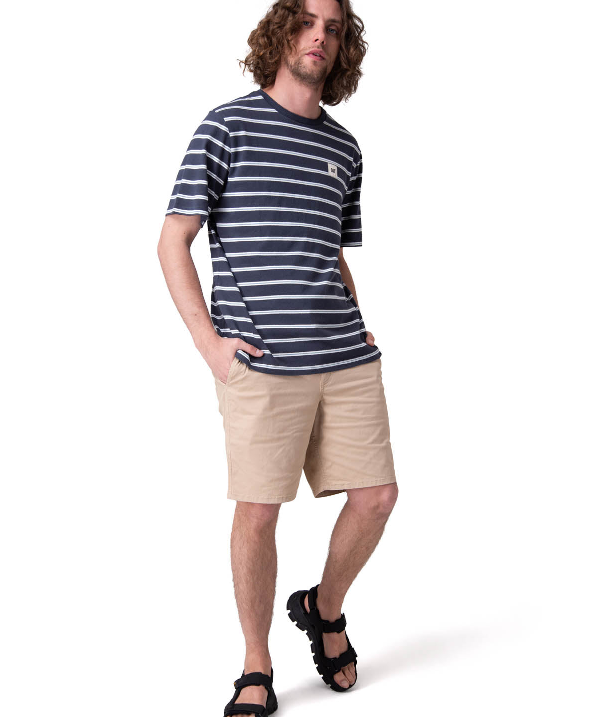 Polera Manga Corta Hombre Stripe Label Tee Azul