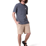 Polera Manga Corta Hombre Stripe Label Tee Azul