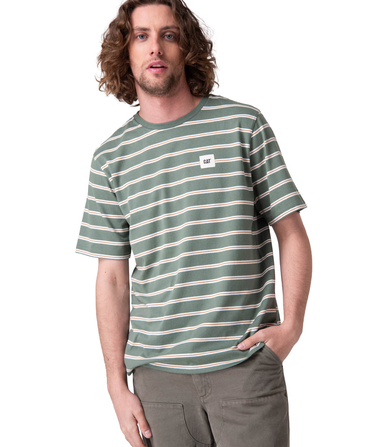 Polera Manga Corta Hombre Stripe Label Tee Verde