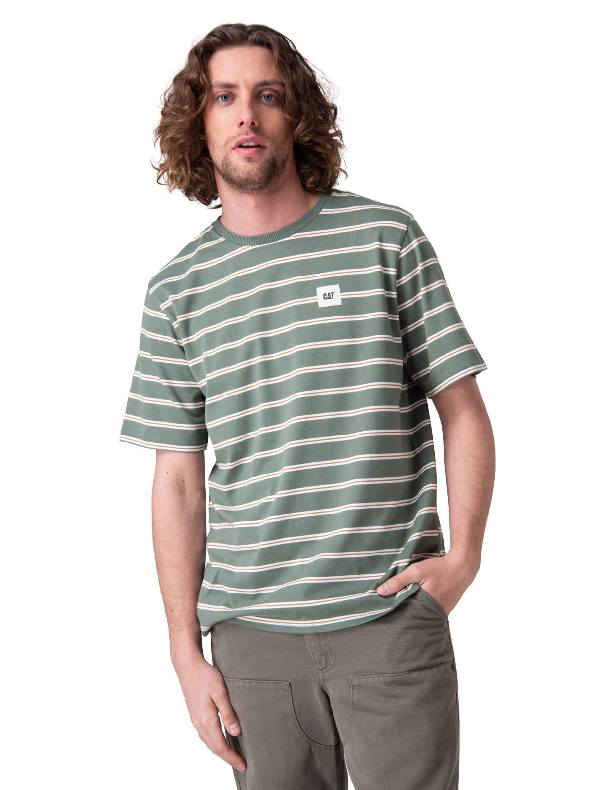 Polera Manga Corta Hombre Stripe Label Tee Verde