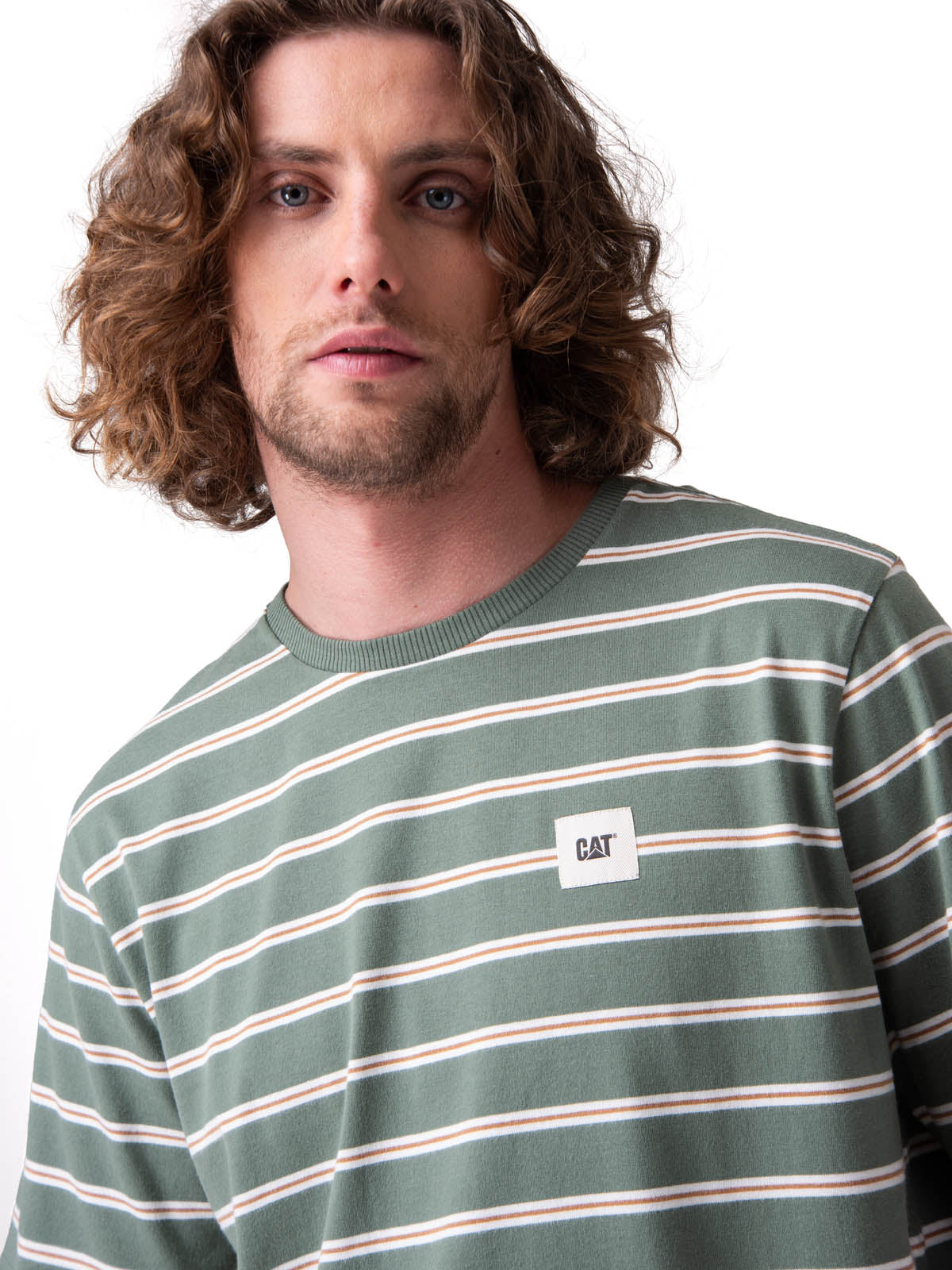 Polera Manga Corta Hombre Stripe Label Tee Verde