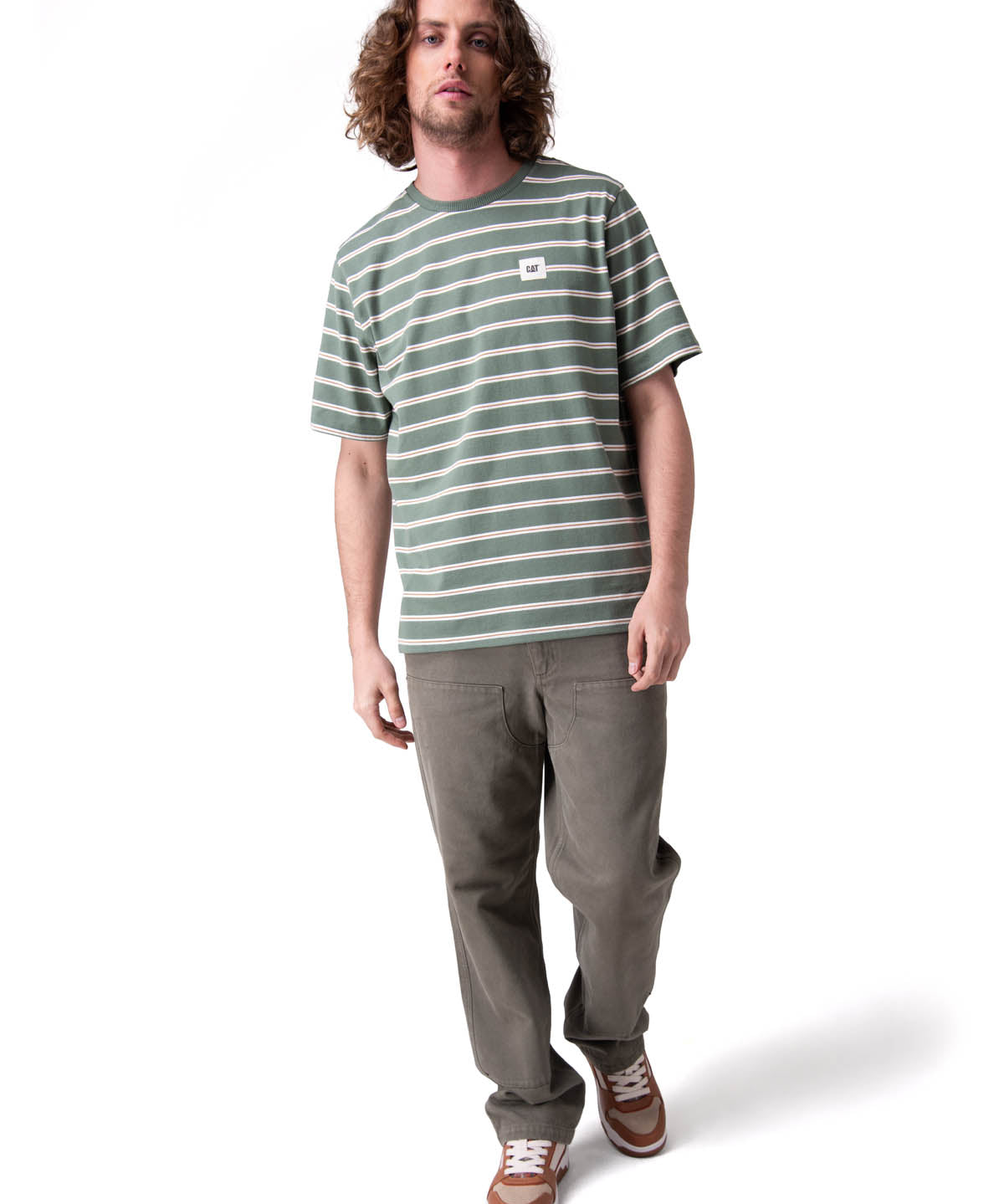 Polera Manga Corta Hombre Stripe Label Tee Verde