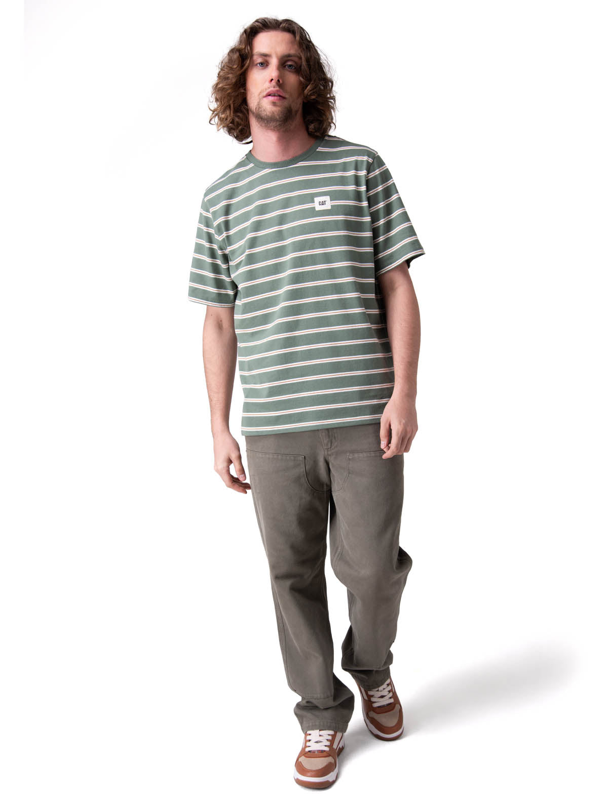 Polera Manga Corta Hombre Stripe Label Tee Verde
