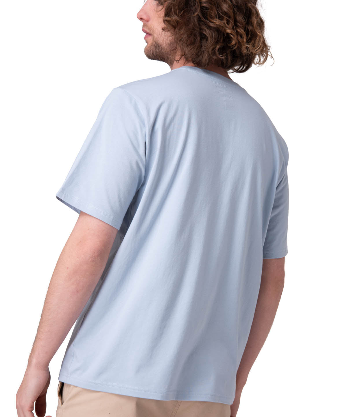 Polera Manga Corta Hombre Solid Pocket Label Celeste