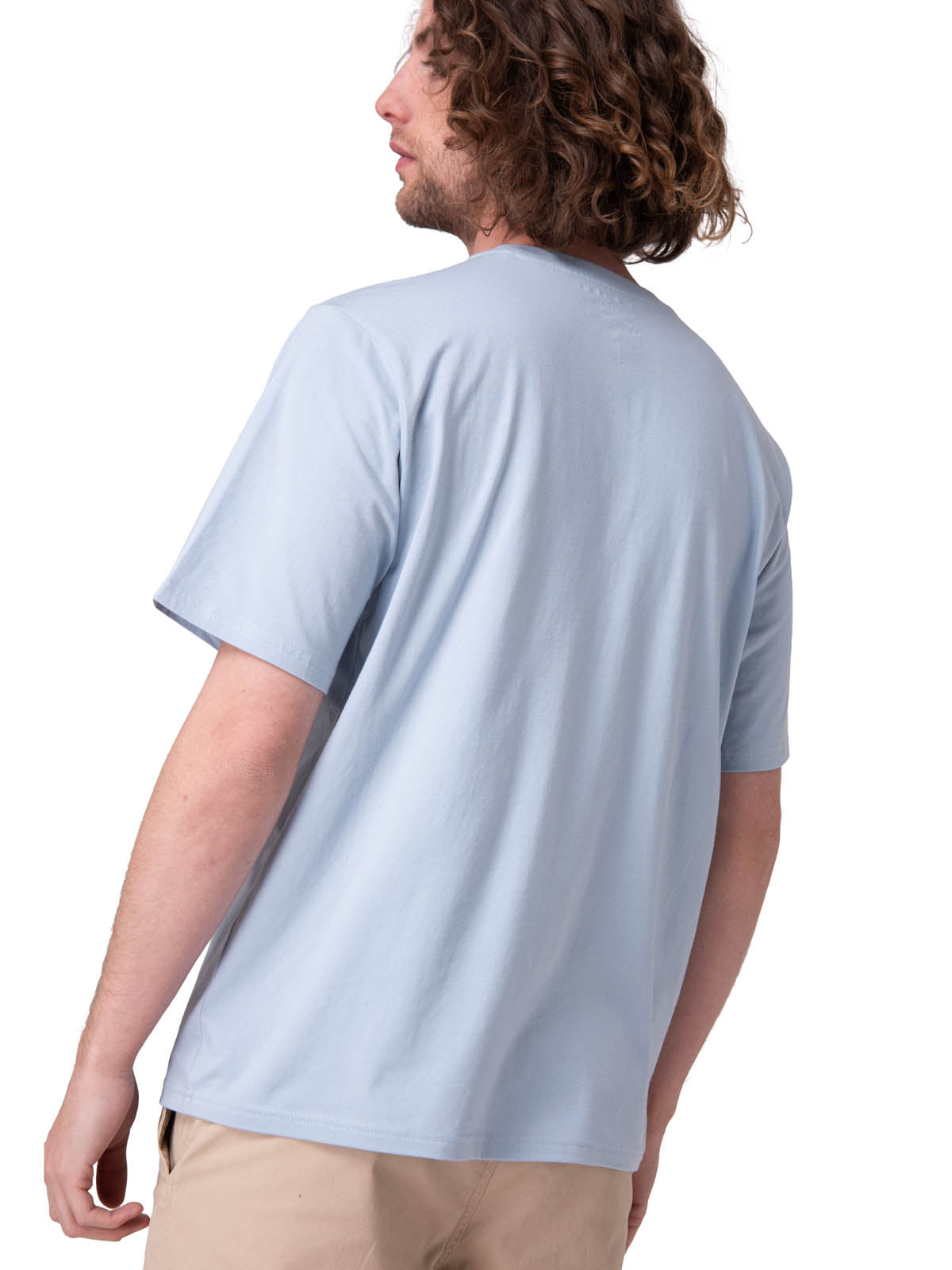 Polera Manga Corta Hombre Solid Pocket Label Celeste