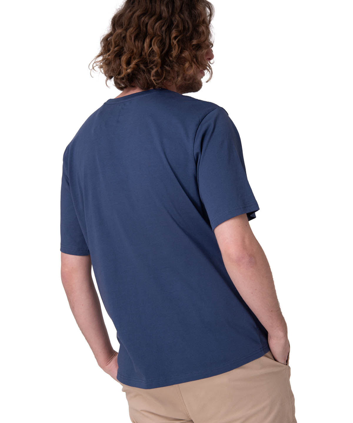 Polera Manga Corta Hombre Solid Pocket Label Azul