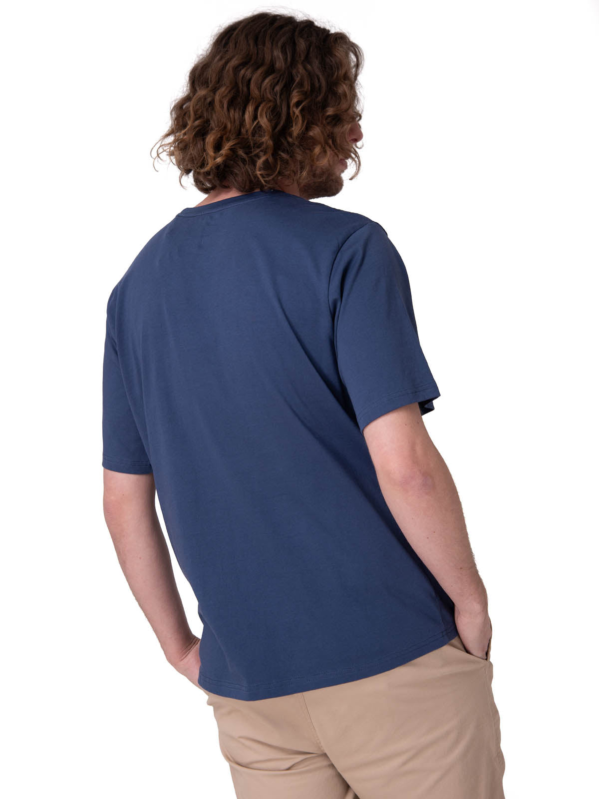 Polera Manga Corta Hombre Solid Pocket Label Azul