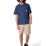 Polera Manga Corta Hombre Solid Pocket Label Azul