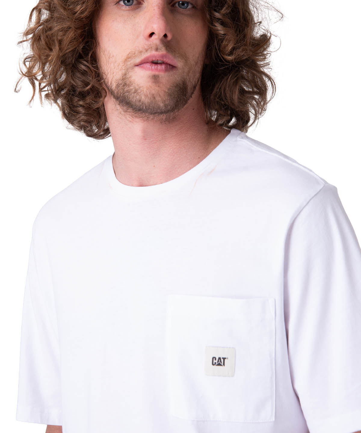 Polera Manga Corta Hombre Solid Pocket Label Blanco