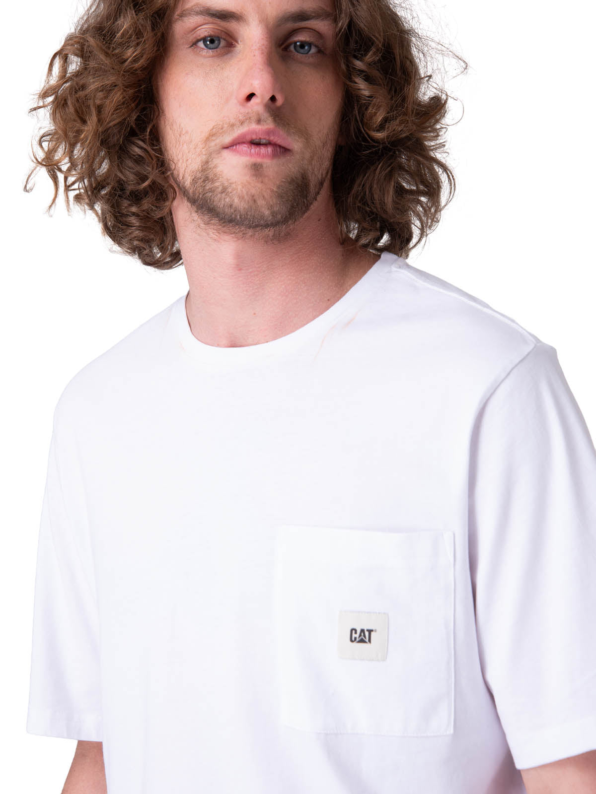 Polera Manga Corta Hombre Solid Pocket Label Blanco