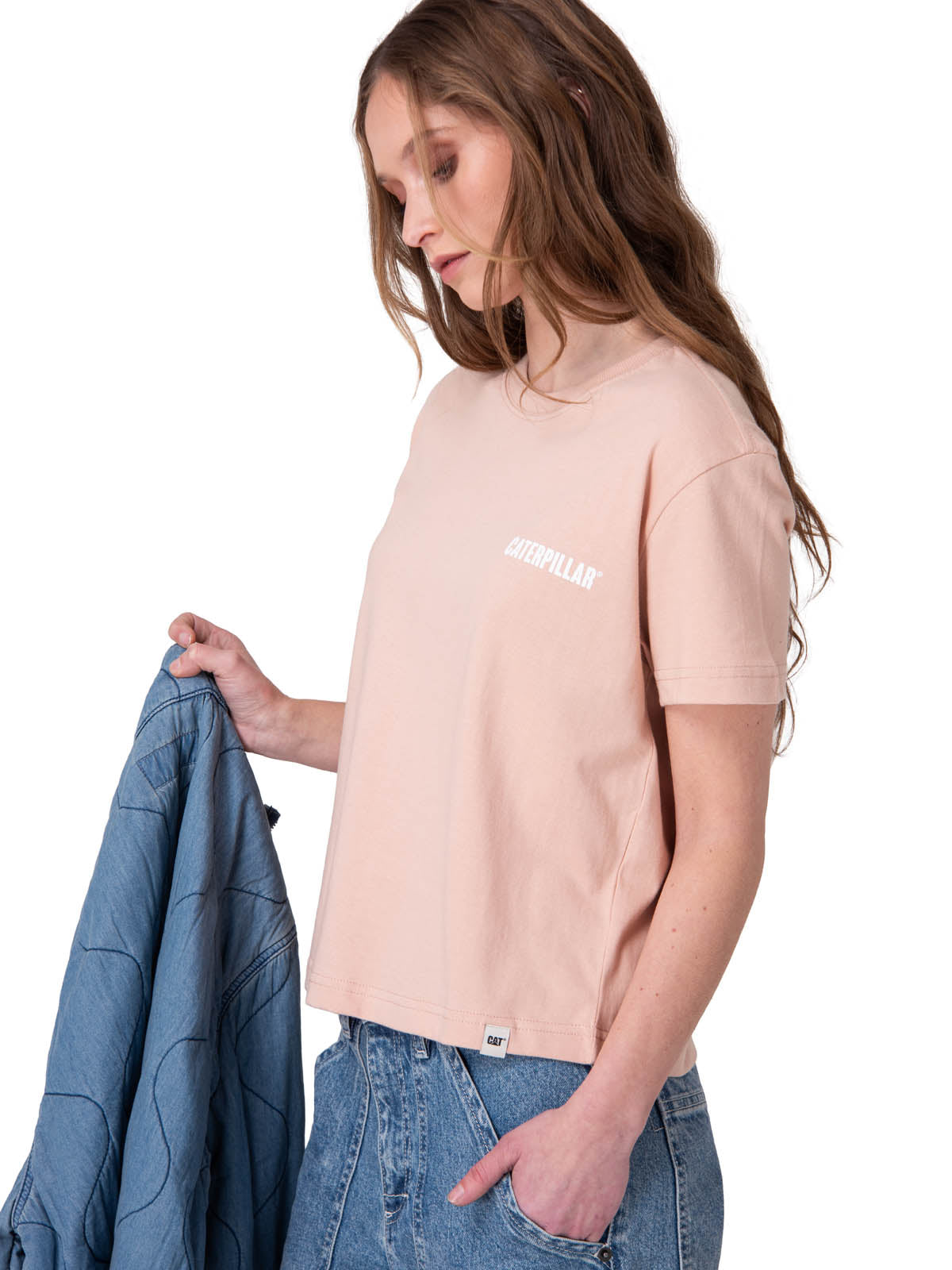 Polera Manga Corta Mujer Boxy Thrive Graphic Rosado