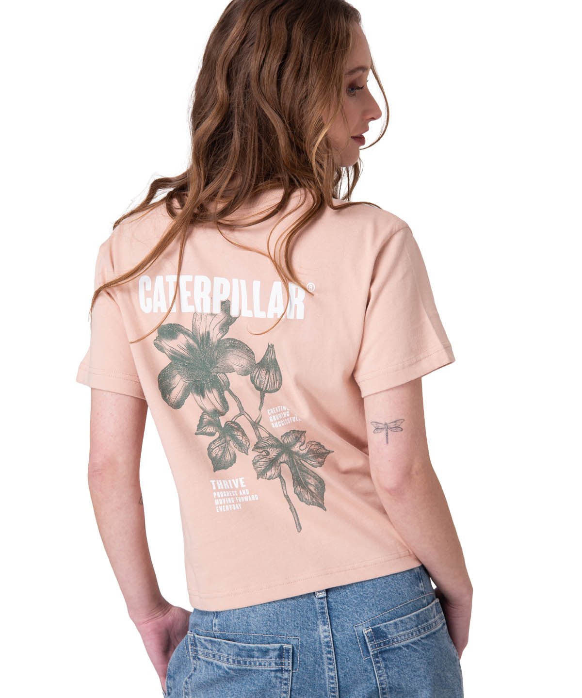 Polera Manga Corta Mujer Boxy Thrive Graphic Rosado