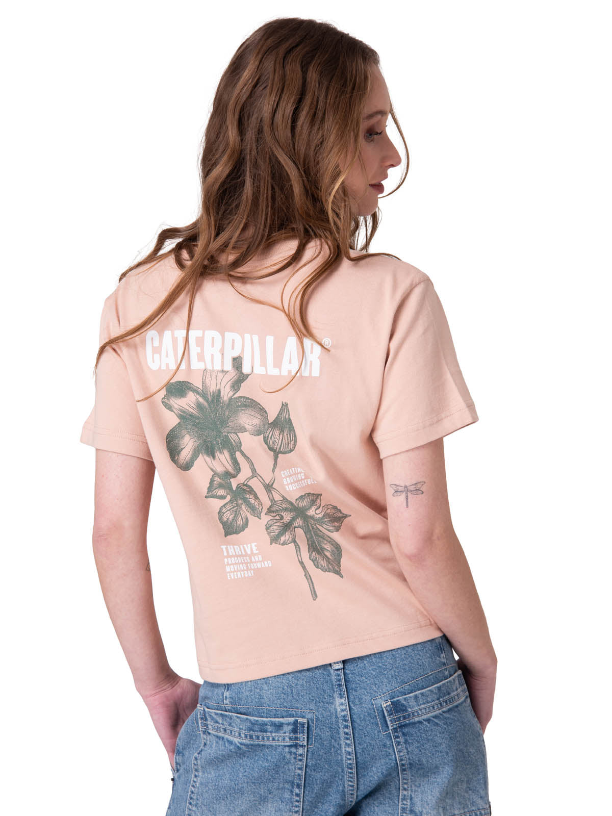 Polera Manga Corta Mujer Boxy Thrive Graphic Rosado