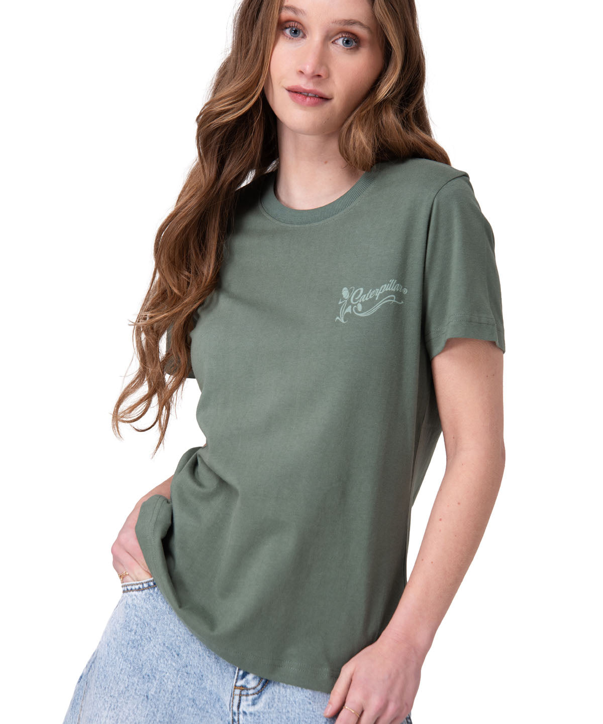 Polera Manga Corta Mujer Floral Graphic Tee Verde