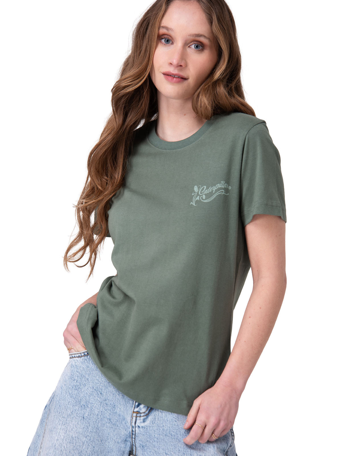 Polera Manga Corta Mujer Floral Graphic Tee Verde