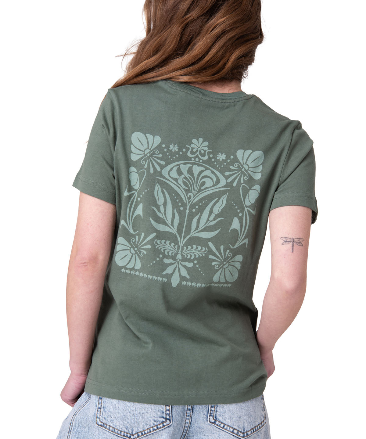 Polera Manga Corta Mujer Floral Graphic Tee Verde