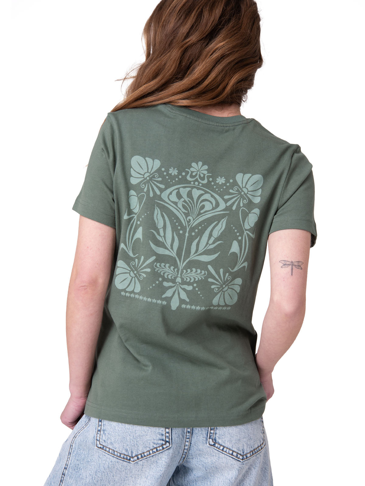 Polera Manga Corta Mujer Floral Graphic Tee Verde